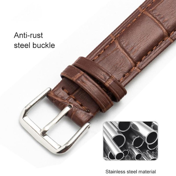24mm Two-layer Cowhide Leatherette Bamboo Joint Texture Watch Band(Dark Brown)