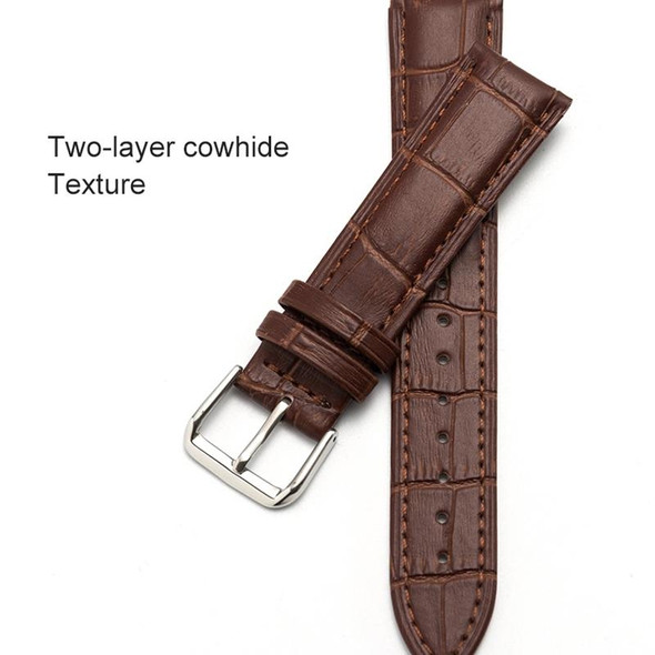 16mm Two-layer Cowhide Leatherette Bamboo Joint Texture Watch Band(Dark Brown)