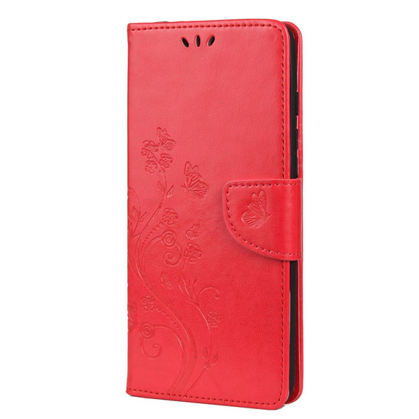 Butterfly Flower Pattern Horizontal Flip Leatherette Case with Holder & Card Slots & Wallet - Wiko Power U30(Red)