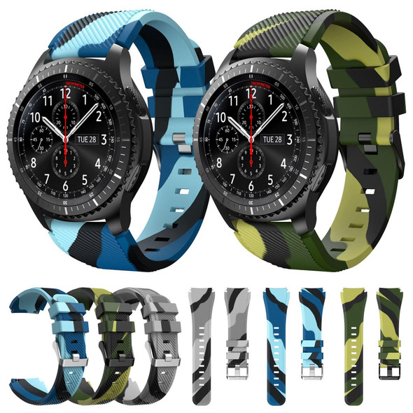 Samsung Gear S3 Twill Camouflage Silicone Watch Band(Army Green)