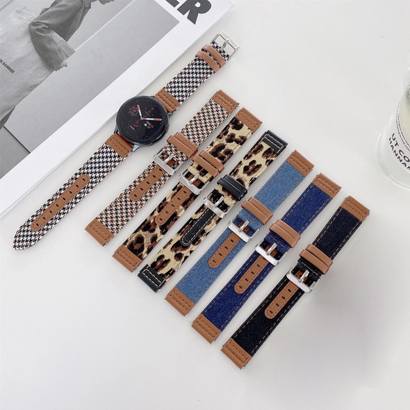 22mm Denim Leatherette Watch Band(Brown Leopard)