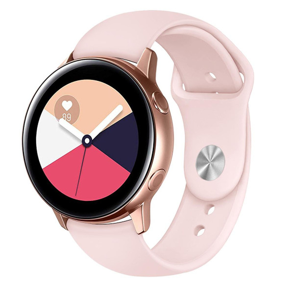 Samsung Galaxy Watch Active2 Bluetooth Version 40mm Smart Watch Solid Color Silicone Watch Band, Size:S (Pink)