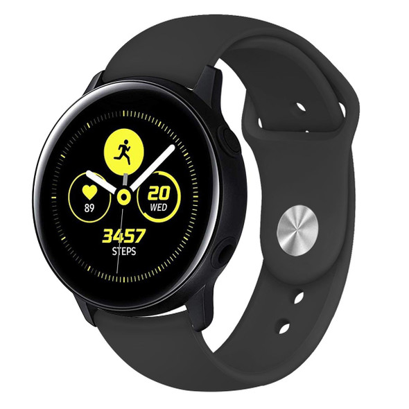 Samsung Galaxy Watch Active2 Bluetooth Version 44mm Smart Watch Solid Color Silicone Watch Band, Size:L (Black)