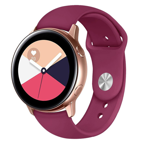 Samsung Galaxy Watch Active2 Bluetooth Version 44mm Smart Watch Solid Color Silicone Watch Band, Size:L (Wine Red)