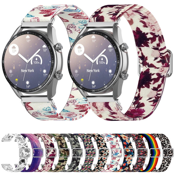 20mm - Samsung Galaxy Watch3 41mm Adjustable Elastic Printing Watch Band(Color skull)