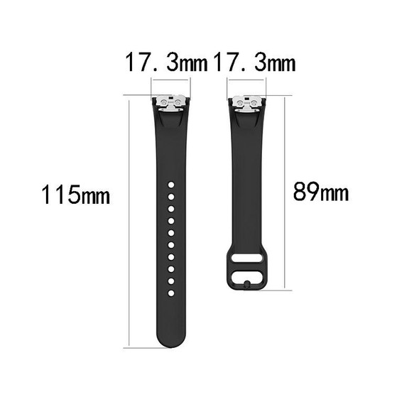 Samsung Galaxy Fit SM-R370 Silicone Steel Shrapnel Black Buckle Watch Band(Black)