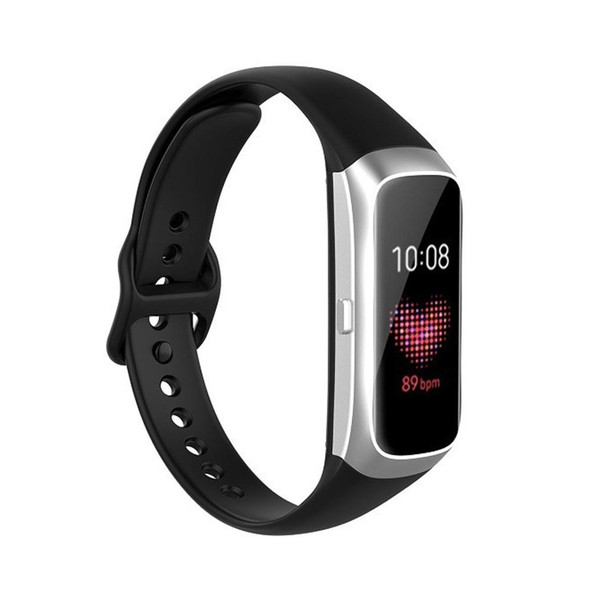 Samsung Galaxy Fit SM-R370 Silicone Steel Shrapnel Black Buckle Watch Band(Black)