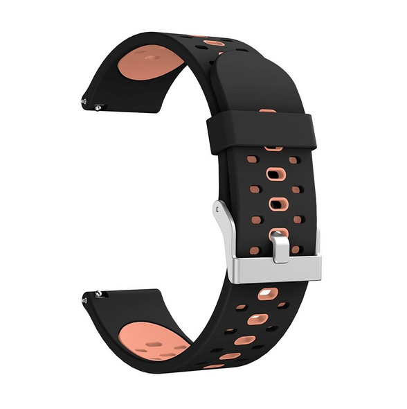 Samsung Galaxy Watch 3 41mm Three Row Holes Silicone Watch Band(Black Pink)