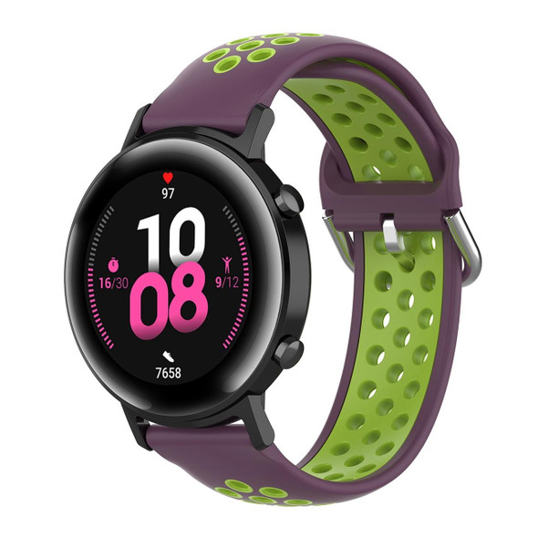 20mm - Huami Amazfit GTS / Samsung Galaxy Watch Active 2 / Huawei Watch GT2 42MM Inner Buckle Silicone Watch Band(Purple green)