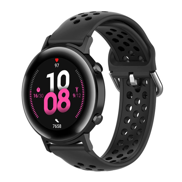 20mm - Huami Amazfit GTS / Samsung Galaxy Watch Active 2 / Huawei Watch GT2 42MM Inner Buckle Silicone Watch Band(Coal black black)