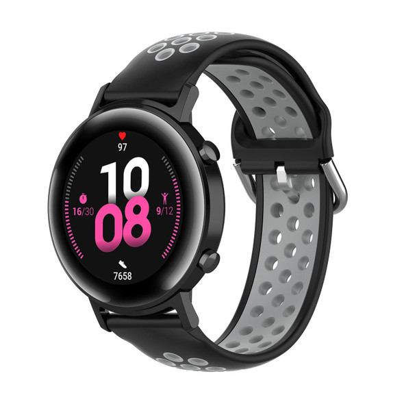 22mm - Huawei Watch GT2e/GT/GT2 46MM Fashion Inner Buckle Silicone Watch Band(Black grey)