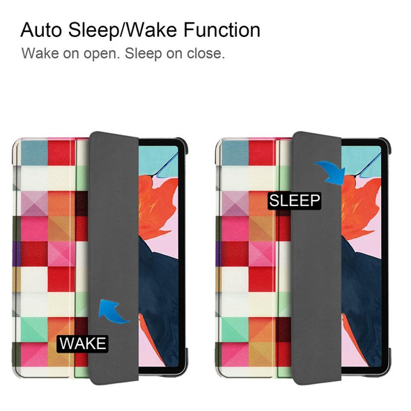 iPad Air 2022 / 2020 10.9 Colored Drawing Horizontal Flip Leather Case with Three-folding Holder & Sleep / Wake-up Function(Magic Cube)