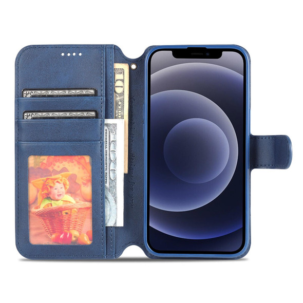 AZNS Calf Texture Flip Leatherette Phone Case - iPhone 14(Blue)