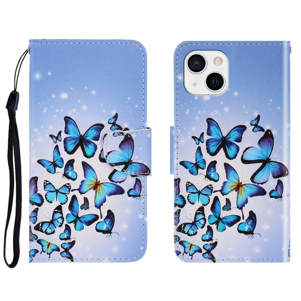 3D Colored Drawing Horizontal Flip Leatherette Phone Case - iPhone 13(Multiple Butterflies)