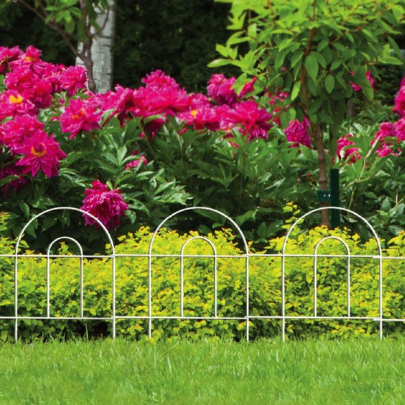 5-Piece Wire Garden Fences-White Coated