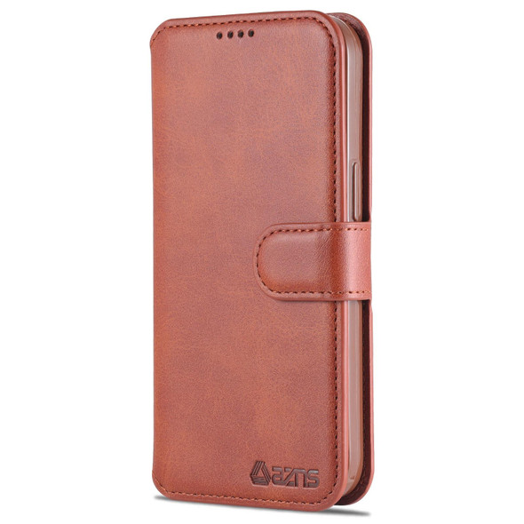 AZNS Calf Texture Flip Leatherette Phone Case - iPhone 14 Pro(Brown)