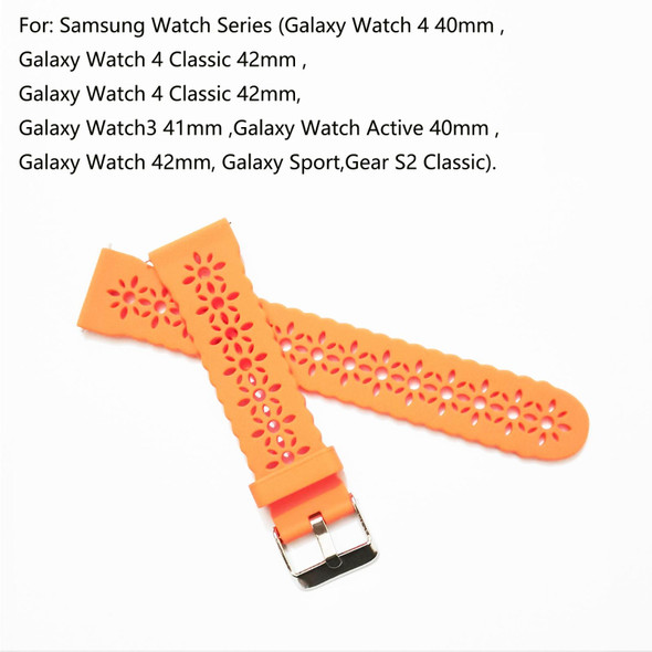 Samsung Galaxy Watch 3 41mm Silicone Hollowed-Out Printed Watch Band(Ice Sea Color)