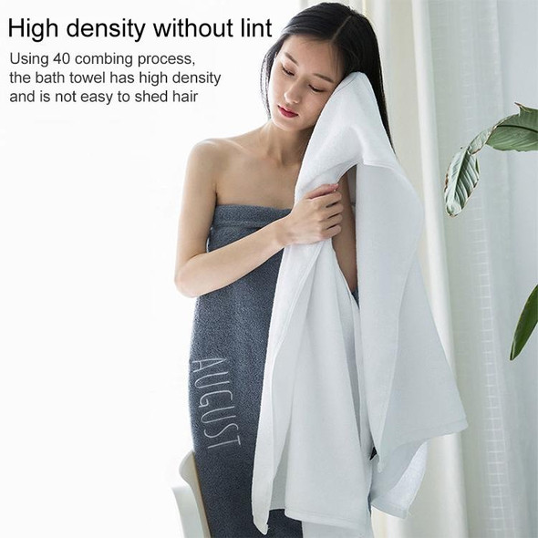 Month Embroidery Soft Absorbent Increase Thickened Adult Cotton Bath Towel, Pattern:September(Gray)