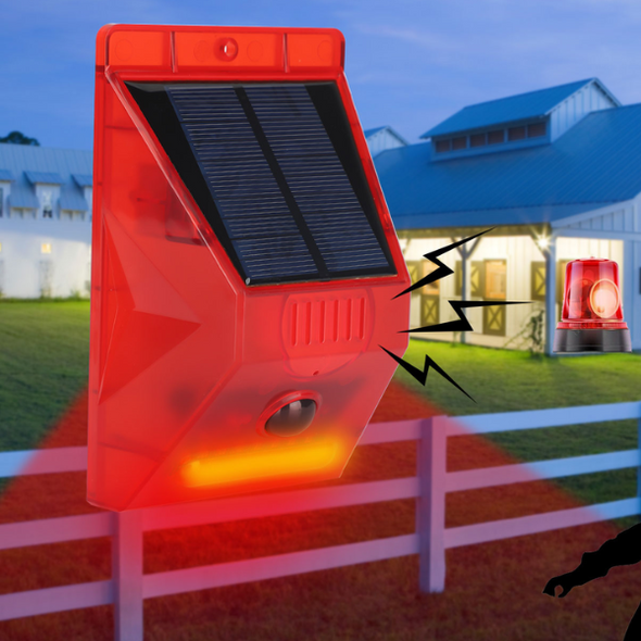 Solar-Powered Infrared Motion Detector Alarm with Strobe Light