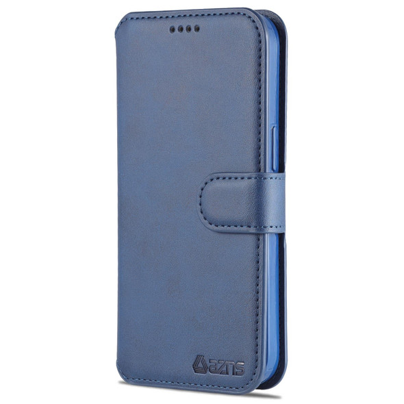 AZNS Calf Texture Horizontal Flip Leatherette Case with Holder & Card Slots & Wallet & Photo Frame - iPhone 13 Pro Max(Blue)