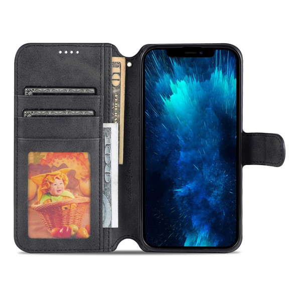 AZNS Calf Texture Horizontal Flip Leatherette Case with Holder & Card Slots & Wallet & Photo Frame - iPhone 13 Pro Max(Black)