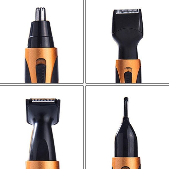 SPORTSMAN Four-in-one Electric Rechargeable Ear Nose Trimmer Beard Face Shaver Eyebrows Hair Trimmer - Men, EU Plug(gold)