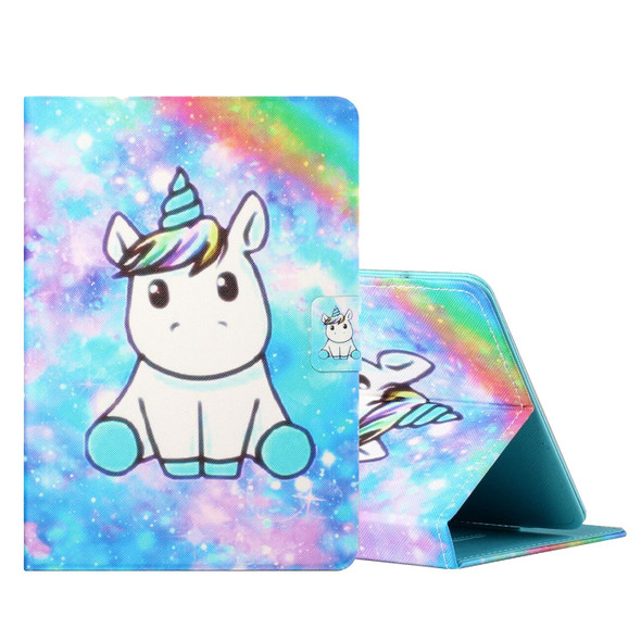 7 inch Tablet PC Universal Colored Drawing Horizontal Flip Leatherette Case with Holder & Card Slots(Unicorn)