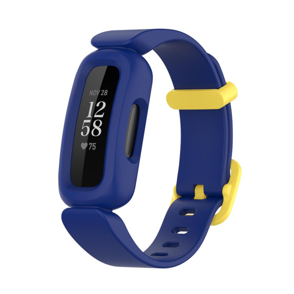 Fitbit Ace 3 Silicone Integrated Watch Band(Dark Blue Yellow Buckle)
