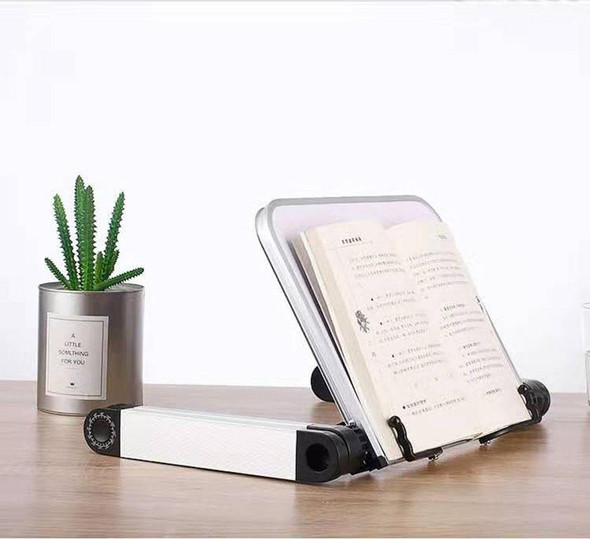 Adjustable Reading Book Bracket Foldable Aluminum Lap Desk Stand, Style:Two sections(White)