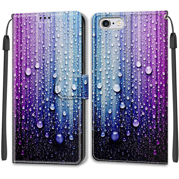 Voltage Colored Drawing Magnetic Clasp Horizontal Flip PU Leather Case with Holder & Card Slots - iPhone 6s / 6(C05 Purple Blue Water Drops)