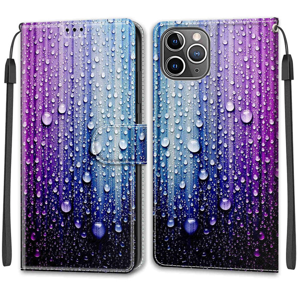 Voltage Colored Drawing Magnetic Clasp Horizontal Flip PU Leather Case with Holder & Card Slots - iPhone 12 Pro Max(C05 Purple Blue Water Drops)