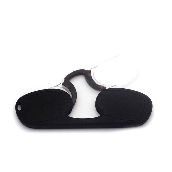 Clip-nose Reading Glasses Portable Reading Mirror No Mirror Leg Glasses, Degree: +100(Black)