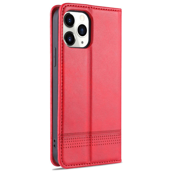 AZNS Magnetic Calf Texture Horizontal Flip Leatherette Case with Card Slots & Holder & Wallet - iPhone 13(Red)