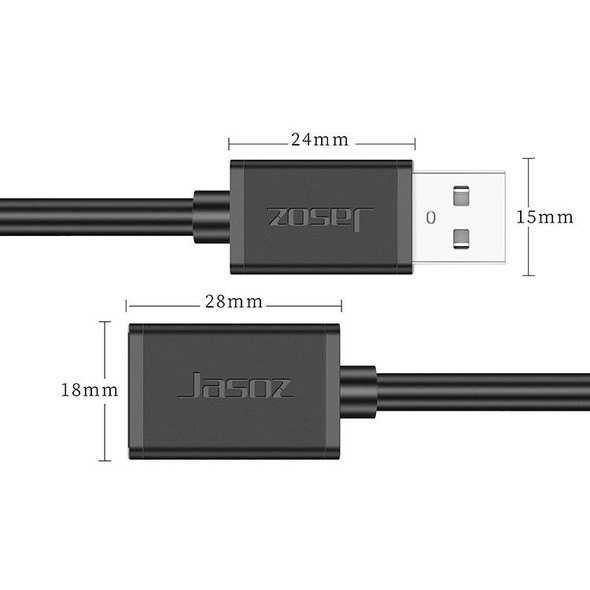 3 PCS Jasoz USB Male to Female Oxygen-Free Copper Core Extension Data Cable, Colour: Black 2m