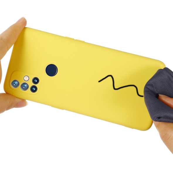 OnePlus Nord N10 5G Pure Color Liquid Silicone Shockproof Full Coverage Case(Yellow)