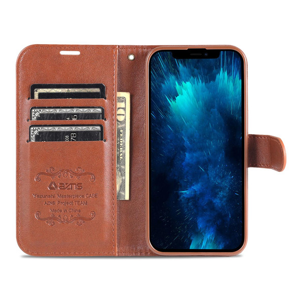 AZNS Sheepskin Texture Horizontal Flip Leatherette Case - iPhone 14 Pro Max(Brown)