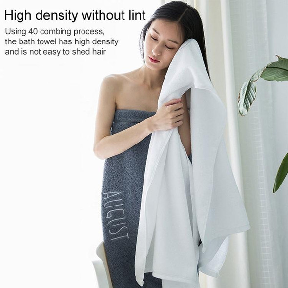 Month Embroidery Soft Absorbent Increase Thickened Adult Cotton Bath Towel, Pattern:November(Gray)