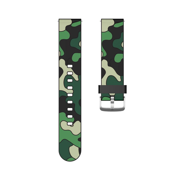 22mm - Samsung Galaxy Watch 3 45mm Camouflage Silicone Watch Band with Silver Buckle(4)