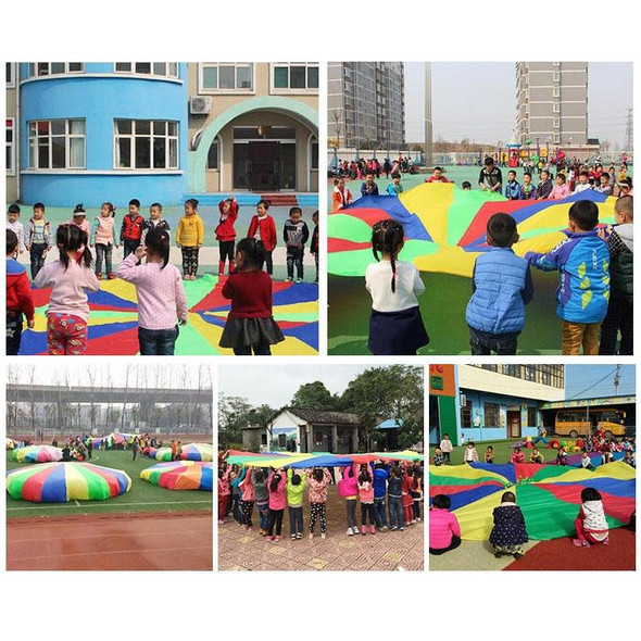 5m Children Outdoor Game Exercise Sport Toys Rainbow Umbrella Parachute Play Fun Toy with 24 Handle Straps for Families / Kindergartens / Amusement Parks