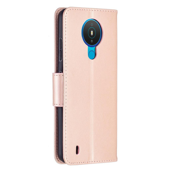 Nokia 1.4 Embossing Two Butterflies Pattern Horizontal Flip PU Leather Case with Holder & Card Slot & Wallet & Lanyard(Rose Gold)