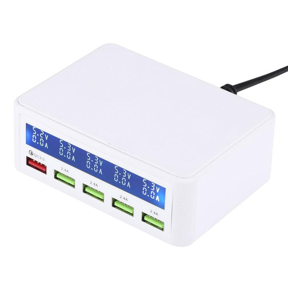 40W QC3.0  2.4A  4-USB Ports Fast Charger Station Travel Desktop Charger Power Adapter with LCD Digital Display, US Plug