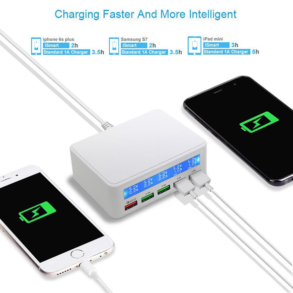 40W QC3.0  2.4A  4-USB Ports Fast Charger Station Travel Desktop Charger Power Adapter with LCD Digital Display, US Plug