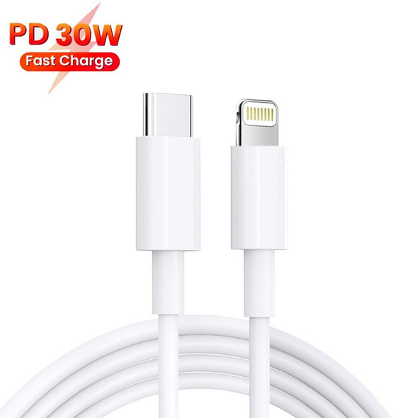 PD 35W Dual USB-C / Type-C Ports Charger with 2m Type-C to 8 Pin Data Cable, EU Plug