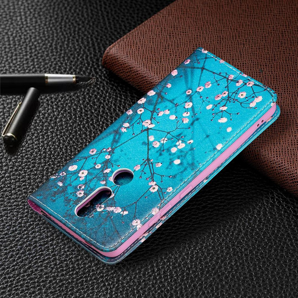 Nokia 2.4 Colored Drawing Pattern Invisible Magnetic Horizontal Flip PU Leather Case with Holder & Card Slots & Wallet(Plum Blossom)
