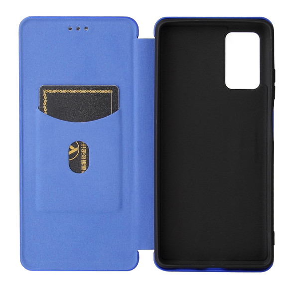 Blackview A100 Carbon Fiber Texture Magnetic Horizontal Flip TPU + PC + PU Leatherette Case with Card Slot(Blue)