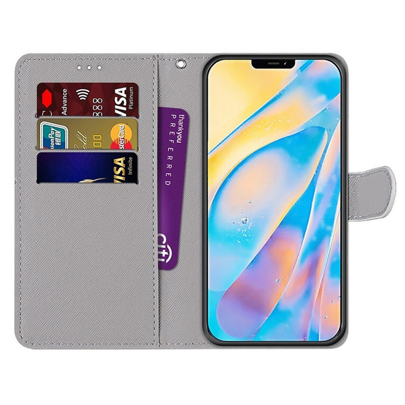 Coloured Drawing Cross Texture Horizontal Flip PU Leatherette Case with Holder & Card Slots & Wallet & Lanyard - iPhone 13 Pro(Gradient Colorful Flower)