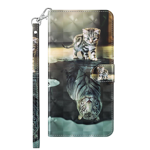 3D Painting Pattern Horizontal Flip TPU + PU Leatherette Case with Holder & Card Slots & Wallet - iPhone 13(Cat Tiger)