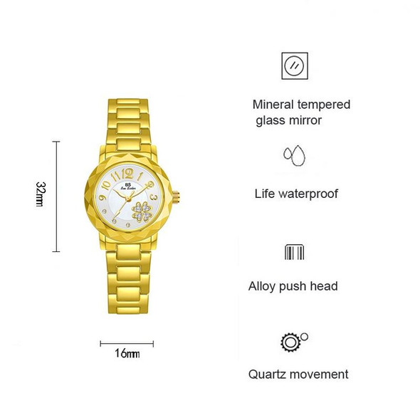 BS Bee Sister  FA1481 Flower Embellished Ladies Alloy Watch Wrist Watches(Gold)