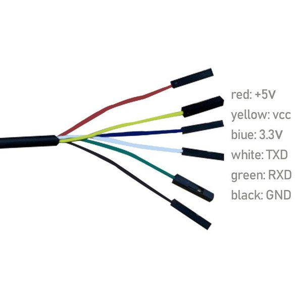 Pcsensor USB to TTL Level Serial Cable Short Circuit Proof With Indicator Light(Black)