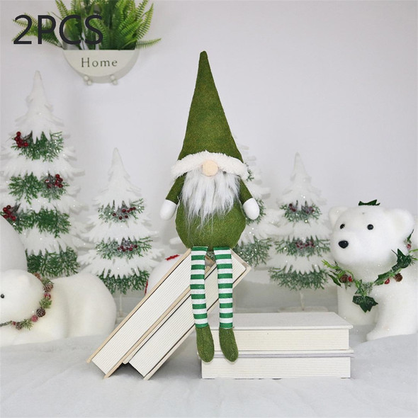 2 PCS CX20218 Faceless Long-legged Sitting Doll Window Ornament Christmas Decoration(Green)